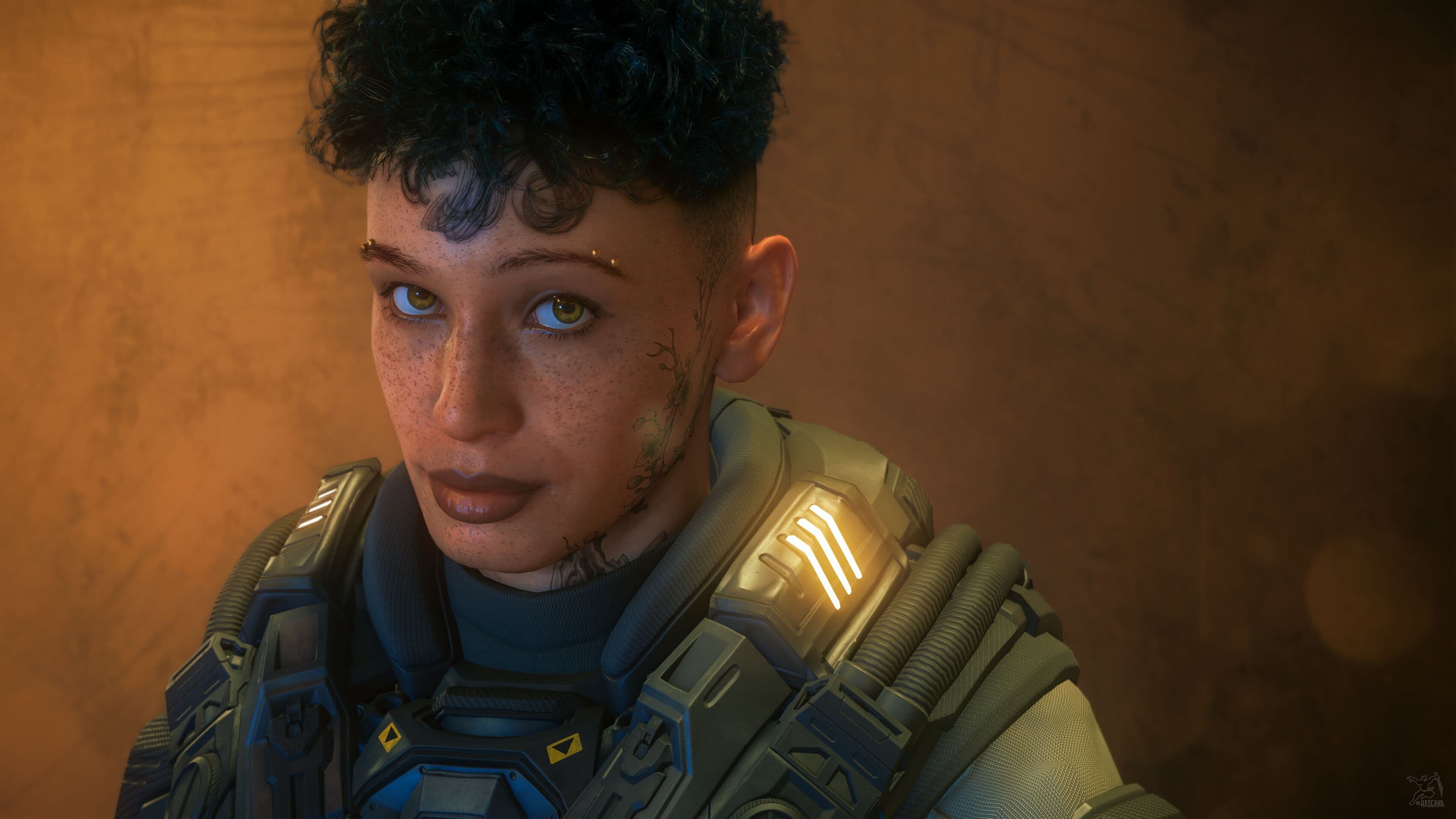 Star Citizen — a UEE Navy character portrait. Screenshot via hasgaha.com; illustrative, not a Squadron 42 cast member.